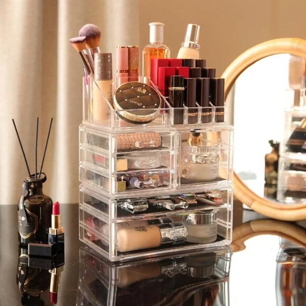 New 3-Pack Clear Makeup Organizer, Stackable 6-Drawer Vanity & Skincare Storage
